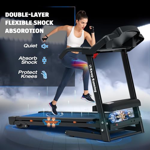 Treadmills for Home with Incline, 16in Wide Belt, App, Bluetooth, 8.5 MPH Walking Pad Treadmill Running Machine 330 Lbs Capacity, Pulse Heart Rate Sensor, 3.5HP Quiet Brushless Motor - color: Red