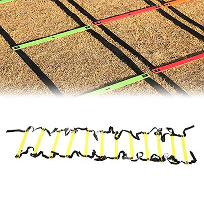 Gonetre Competitive Sports Ladder Football Speed Rope for Training 6M 12RungYellow Athletic Supplies (Yellow)