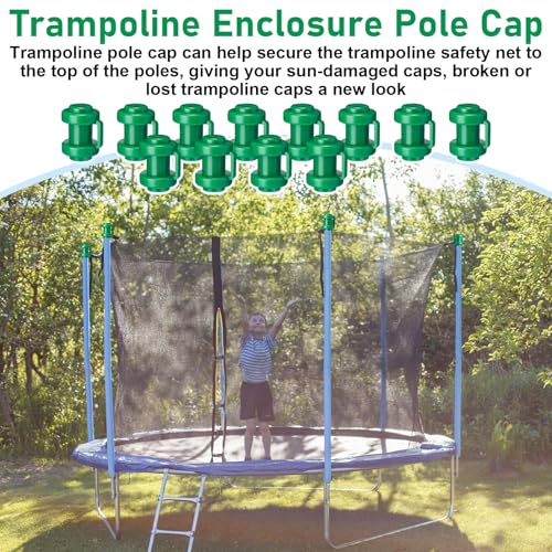 12 Pcs Trampoline Pole Caps 1 Inch in Dameter Enclosure Poles Caps Trampoline Net Pole Cap Replacement Enclosure Poles for Net Hook Safety Accessories - color: Dark Green