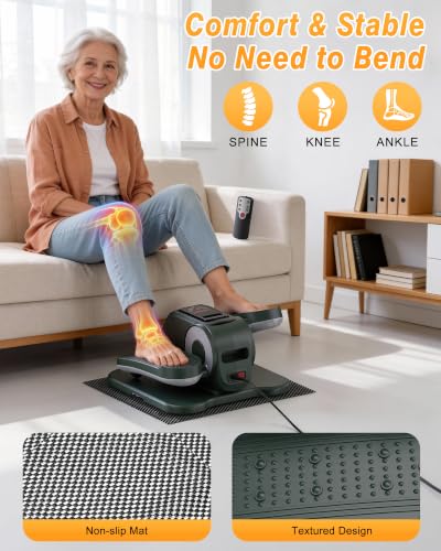 Upgraded Under Desk Elliptical Electric Leg Exerciser for Seniors 12 Speeds - color: Green