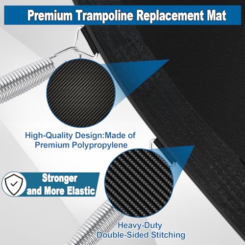 Ketofa 12FT 14FT 15FT Trampoline Mat Replacement, Fits 5.5" Springs 72 80 V-Hooks Round Trampoline Frame,Premium Trampoline Jumping Mat (Excluding Frame and Spring) - size: ‎14FT|150" Wide|72 V-Rings | Fits 5.5" Springs