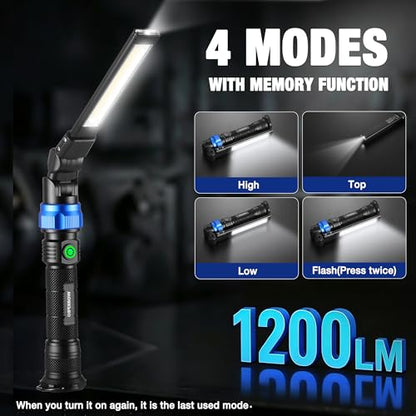 WORKPRO Magnetic LED Work Light, 3200mAh Foldable Rechargeable Flashlight