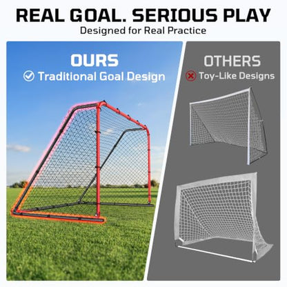 Haokelball 12x6/6x4 FT Soccer Goal for Backyard Portable Metal Frame - color: Red and Black