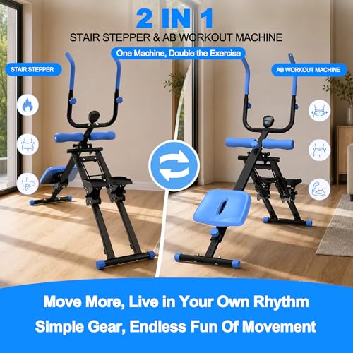 KINMAC 2 in 1 Stair Stepper & Ab Workout Machine - color: Black Blue