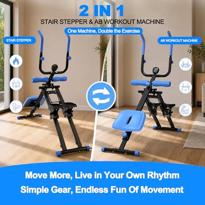 KINMAC 2 in 1 Stair Stepper & Ab Workout Machine - color: Black Blue