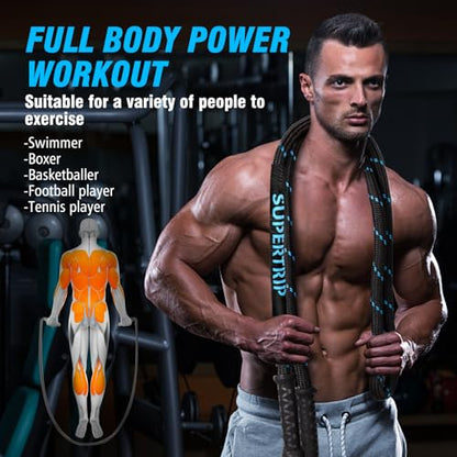 Supertrip Upgraded Weighted Jump Rope for Fitness Men Women Second Generation 360 Rotating Handles, 3.21LBS 3.38LBS 3.41LBS Polyester Heavy Skipping Rope for Exercise Workout Equipment - size: 10.5 ft-3.41 lb