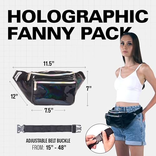 SoJourner Waterproof Holographic Fanny Pack, Glitter Black - color: Glitter - Black