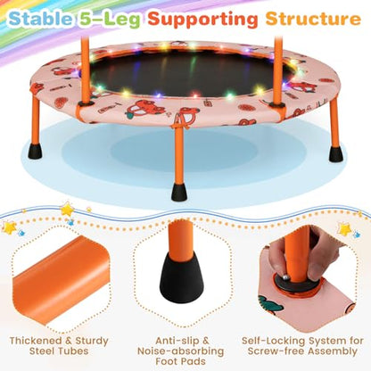 GYMAX Trampoline for Kids, 36” Toddler Mini Rebounder with Lights & Music, Removable Blue Tooth Speaker, Handle & Safety Pad, ASTM Approved Indoor Outdoor Small Kids Trampoline - style: Cars