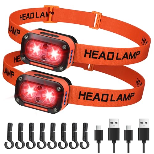 DARKBEAM Red Light Headlamp LED Rechargeable Headlamps for Astronomy 2 Pack - color: Dual Redlight-2 Pack