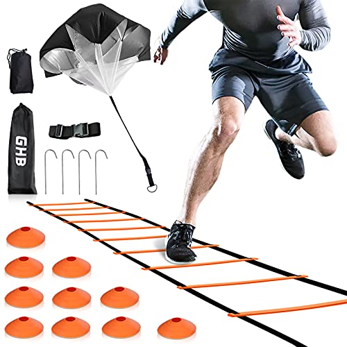 GHB Pro Agility Ladder 12 Rung 20ft 6 Cones - color: Orange-10 Cones