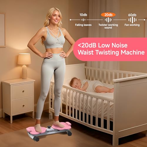 Waist Twisting Machine, Ab Twister Board, Waist Twister, Waist Twisting Fitness Tool, Waist Twister for Women Belly Fat - Ultra-Quiet 20dB Home Fitness Board with Foot Massage - color: Pink