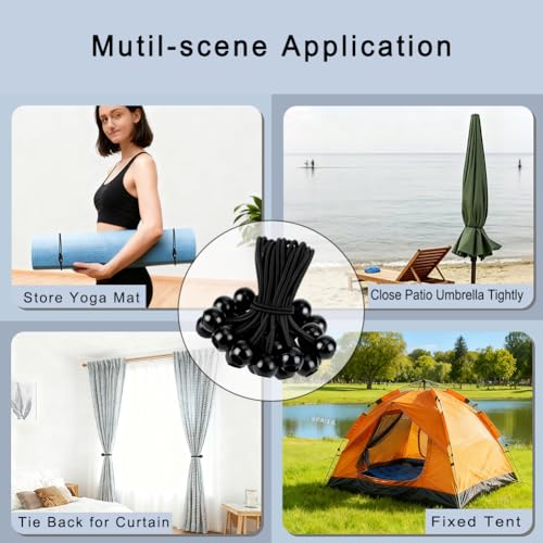 35 Pack Ball Bungee Cord, 6 Inch Bungee Cords with Balls for Cargo、Tents、Camping、Holding Wire and Hoses、Tent Poles UV Resistant