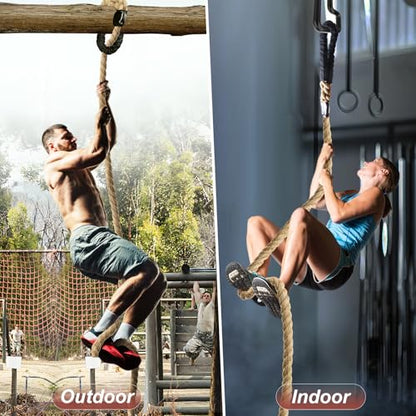Climbing Rope Gym Exercise Ropes - 1.5 Inch Diameter 10FT 15FT 20FT 25FT 30FT 35FT 40FT 50FT Climb Rope for Fitness & Strength Training, Workout Climbing Rope for Adults Home Indoor or Outdoor - style: 1.5 Inch-20ft