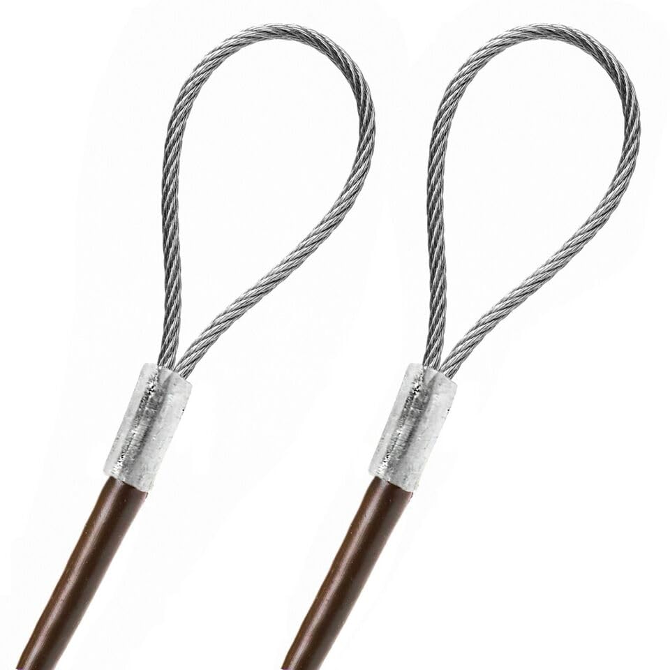 2ft Made to Order in USA Tether Cable with Two End Loops Galvanized Steel Wire Rope 1/16" Vinyl Coated to 1/8", Aluminum Sleeves (2 feet, Brown) - color: Brown, size: 2ft