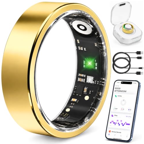 Smart Ring Fitness Tracker for Men & Women with Sleep, Heart Rate & SpO2 - color: Gold, size: 12
