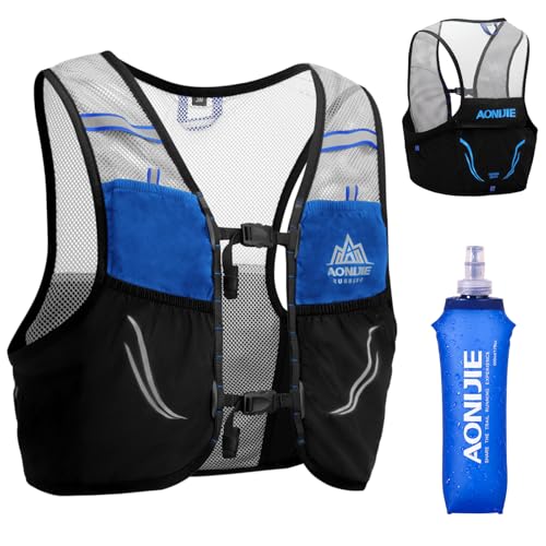 Azarxis Hydration Pack Running Vest for Men & Women – Lightweight Trail Backpack for Marathon Race Hiking, Cycling Outdoor Sports - color: Black - Vest with 500ml Soft Flask, size: M / L (35.43-40.16 inch)
