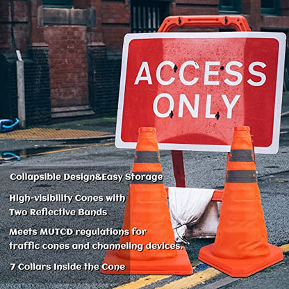 Sunnyglade 4 Pack 20 inch Collapsible Traffic Cones Pop up Reflective - size: 20 inch