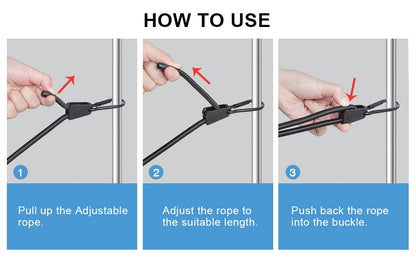 EXVITAL Adjustable Bungee Cords with Hook 48" Elastic Carabiner Bungee Cord Heavy Duty Bungee Straps for Outdoor Camping, Tents, Cargo 4PCS Black - size: 48"-4pcs