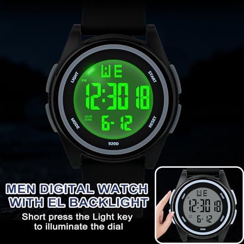 Juboos Digital Watch Men Women 50M Waterproof Sports Military - color: Deep black