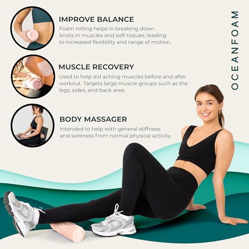 Oceanfoam Ripple Roller - Small Foam Roller for Physical Therapy (Blush) - color: Blush