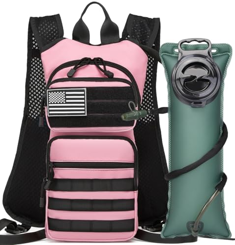 Insulated Hydration Pack Hiking Water Backpack Running Vest with 3L TPU Bladder Bag for Marathon Cycling Men - color: Light Pink T