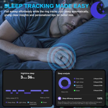 Smart Ring for Men & Women, Fitness and Health Tracker Ring(Black 10) - color: Black, size: 10