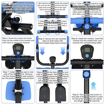 KINMAC 2 in 1 Stair Stepper & Ab Workout Machine - color: Black Blue