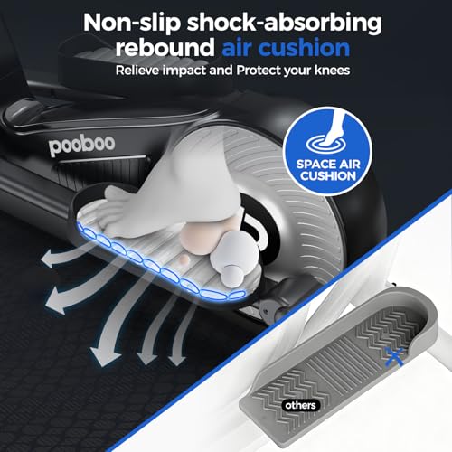 pooboo Elliptical Machine, Elliptical Exercise Machine with 16-Level Resistance&Quiet Magnetic Driving System, Elliptical Machine for Home with LCD Monitor,15.5-17IN Stride, 350LBS Weight Capacity - color: 17IN-Stride Gray