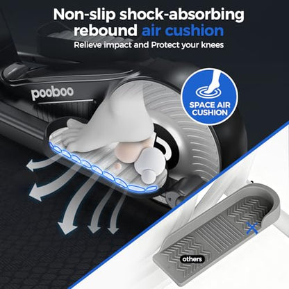 pooboo Elliptical Machine, Elliptical Exercise Machine with 16-Level Resistance&Quiet Magnetic Driving System, Elliptical Machine for Home with LCD Monitor,15.5-17IN Stride, 350LBS Weight Capacity - color: 17IN-Stride Gray
