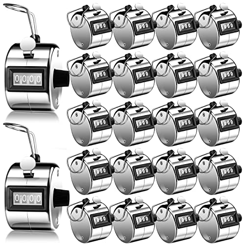 Kingdder 25 Pcs Tally Counter People Counter 4 Digit Click - color: Silver