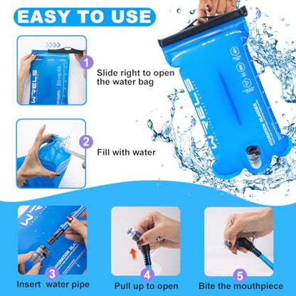 WRELS 1L/1.5L/2L/3L BPA Free Hydration Bladder,Leakproof TPU Water Bladder for Hiking Backpack,Large Opening Water Reservoir Hydration Pack for Running Cycling Camping - size: 1.5L