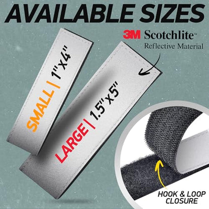 Reflective Backpack Bands | 3M Scotchlite Reflectors | Hook-and-Loop Closure | 1x4 & 1.5x5 in | 2-Pack (Silver) - size: 1″ x 4″