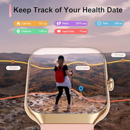 Jugeman Smart Watch for Women, 1.96" HD Smartwatch (Answer/Make Call) Pink - color: shocking pink
