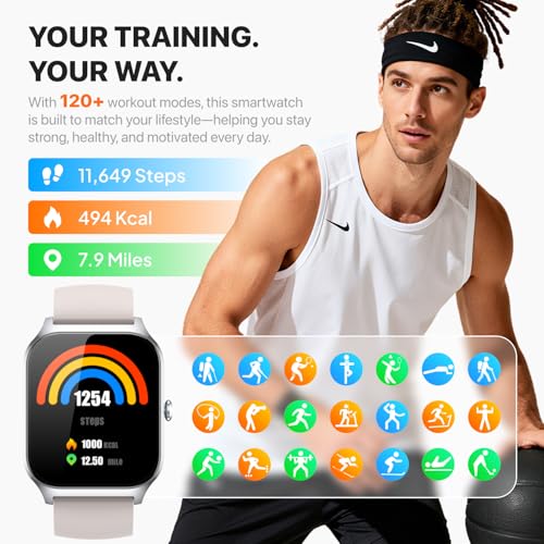 Smart Watch for Women Men,(Answer/Make Call) 1.83'' HD Fitness Activity Tracker Smartwatch for Android iPhone iOS Compatible,IP68 Waterproof Step Counter with Sleep Monitor (Modern, Starlight, 1.83) - color: Starlight