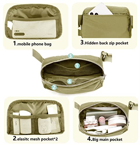 Fanny Belt Bag Waist Pack Crossbody Bags Bum Bag for Running Hiking Travel Workout Adjustable Strap for Women-Khaki green - color: Khaki green