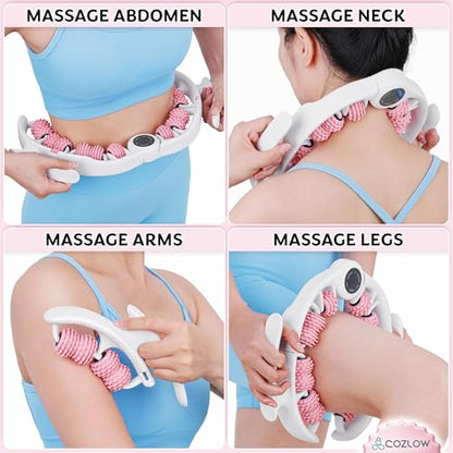 COZLOW Cellulite Massage Roller - Pink - Anti-Cellulite Massager with Detachable Roller Handles for Thighs, Legs & Buttocks - Fascia Massage Tool for Lymphatic Drainage & Deep Tissue Therapy