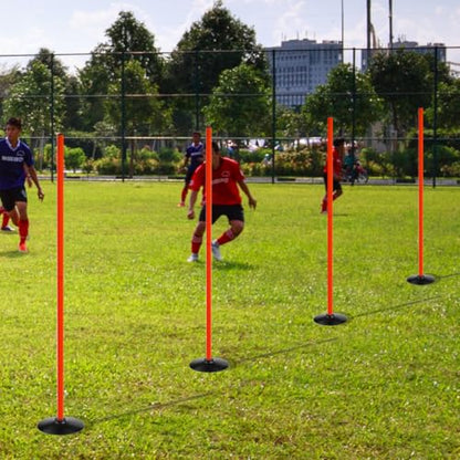 Orange Soccer Agility Poles Set Detachable Sports Trainning Speed Pole Slalom Poles with Rubber Base Sport Traning Equipment - color: Pack of 12, style: 4.9 FT