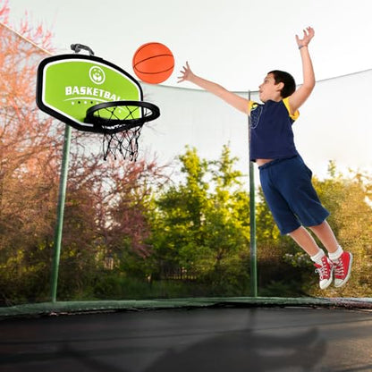 Trampoline Basketball Hoop, with Pump and Mini Balls, Easy to Assemble， Accessory of Trampoline - color: Green