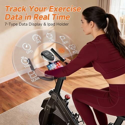 Exercise Bike, Magnetic Stationary Bikes for Home Cardio with Brake Pad Silent Belt Drive, 400LB Weight Capacity Indoor Cycling Bike with Adjustable Seat, Tablet & Water Bottle Holders for Weight Loss - color: dark