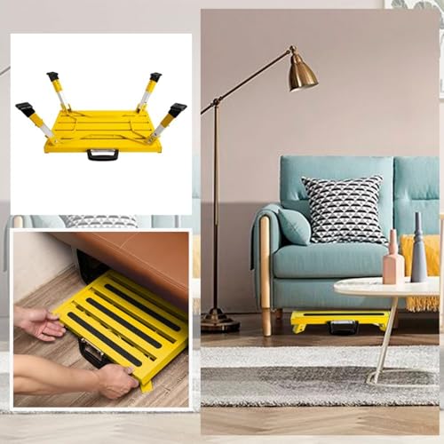 Homeon Wheels Large Adjustable Aluminum RV Step Stool, Folding Non-Slip Platform - color: Yellow Large