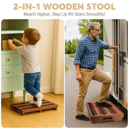 Wooden Step Stool 3 Inch One-Step Non-Slip Outdoor Platform