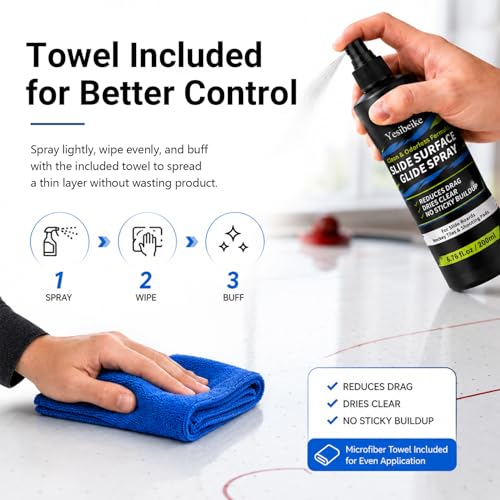 6.76 fl oz Slide Surface Glide Spray Kit, Odorless Glide Polish to Help Reduce Drag on Slide Boards, Hockey Tiles, Shooting Pads, Air Hockey & Shuffleboard Tables