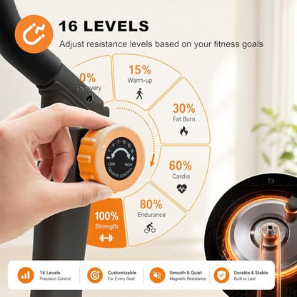 ExacMe Foldable Magnetic Stair Stepper for Home with 16 Resistance Levels - color: Black
