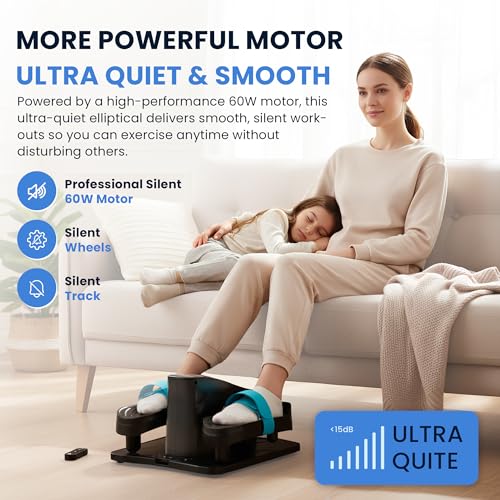 Under Desk Elliptical Machine, Electric Leg Exerciser for Seniors & Adults, Quiet Portable Seated Pedal Exerciser with Remote Control, LCD Display, 12 Speed Auto & Manual Modes - color: black