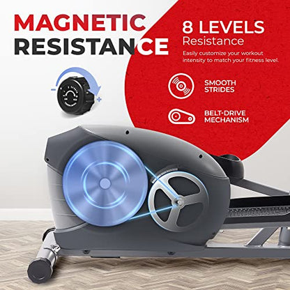 Sunny Health & Fitness Upright Elliptical for Full Body Arm Leg Workout - color: Matte Black