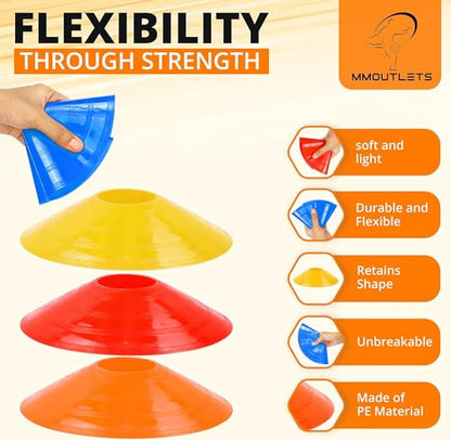 Soccer Training Cones Set, 75/50/25 Pack with Strap Holder & Carry Bag - color: Multi