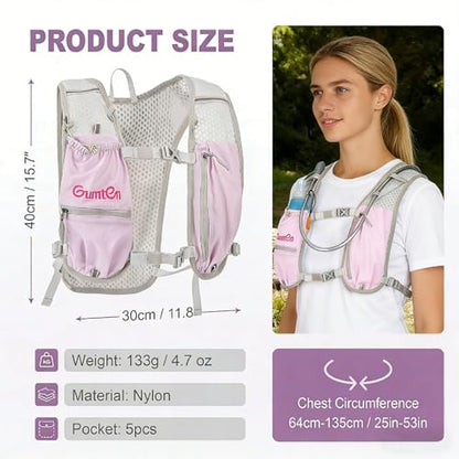 Running Vest for Women, Hydration Vest with Adjustable Chest Straps for Marathon Jogging Hiking Cycling - size: Taro Purple, style: Running Vest with 1 Soft Flask (250 ml)