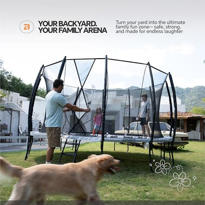 Trampoline Outdoor 10FT 14FT 16FT with Enclosure,5 Reinforced U-Shaped Legs with Center Support,ASTM Approved,Recreational Trampoline for Kids and Adults - size: 10FT