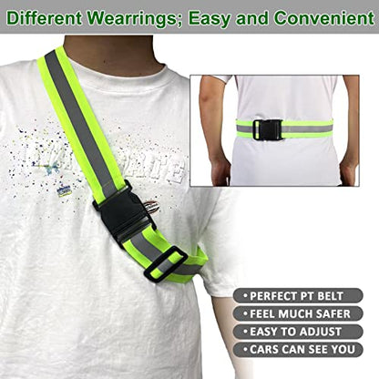 10 Pack Reflective Running Vests with Slap Bands, High Visibility Safety Reflective Reflector Vest Running Gear for Night Walking Cycling Hiking Jogging - color: B-10pcs Green Belts