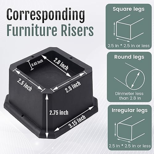 BTSD-home Bed Risers 2, 3 or 4 Inch - color: 2,3,4 Inch, size: 4 Pack